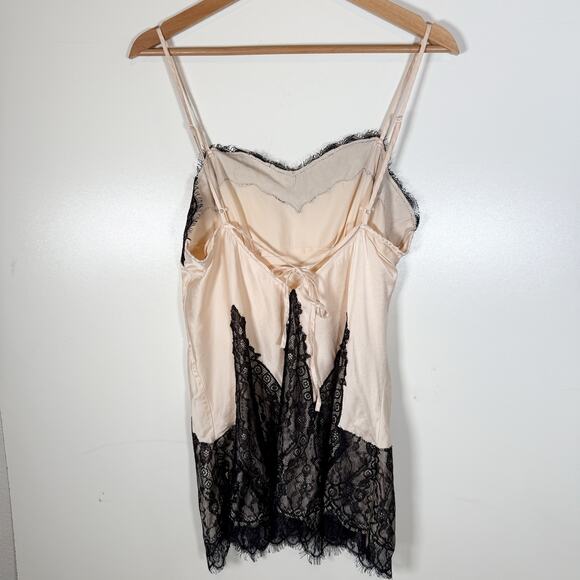 Victoria’s Secret Silk Lace Slip Dress Glam Romantic Black Nude L Nightwear - Picture 2 of 12
